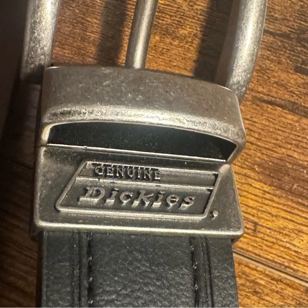 Dickies Genuine Leather Reversible Belt Black Brown Logo‎ Buckle Size L 40-42